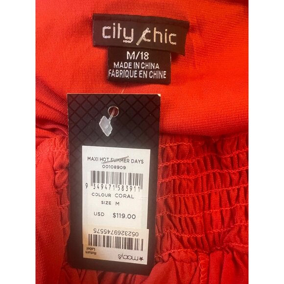 City Chic Maxi Hot Summer Days Floral Print Coral Sleeveless High-low Hemline M - Picture 11 of 15